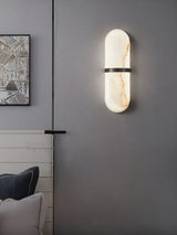 Modern Alabaster Pill Shape Wall Sconce LED Indoor Light Fixture with Natural Stone Shade