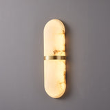 Modern Alabaster Pill Shape Wall Sconce LED Indoor Light Fixture with Natural Stone Shade