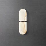 Modern Alabaster Pill Shape Wall Sconce LED Indoor Light Fixture with Natural Stone Shade