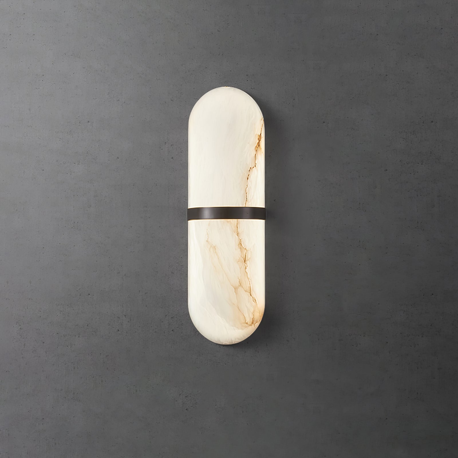 Modern Alabaster Pill Shape Wall Sconce LED Indoor Light Fixture with Natural Stone Shade