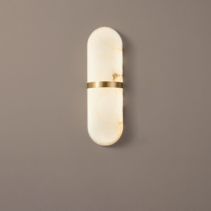 Modern Alabaster Pill Shape Wall Sconce LED Indoor Light Fixture with Natural Stone Shade