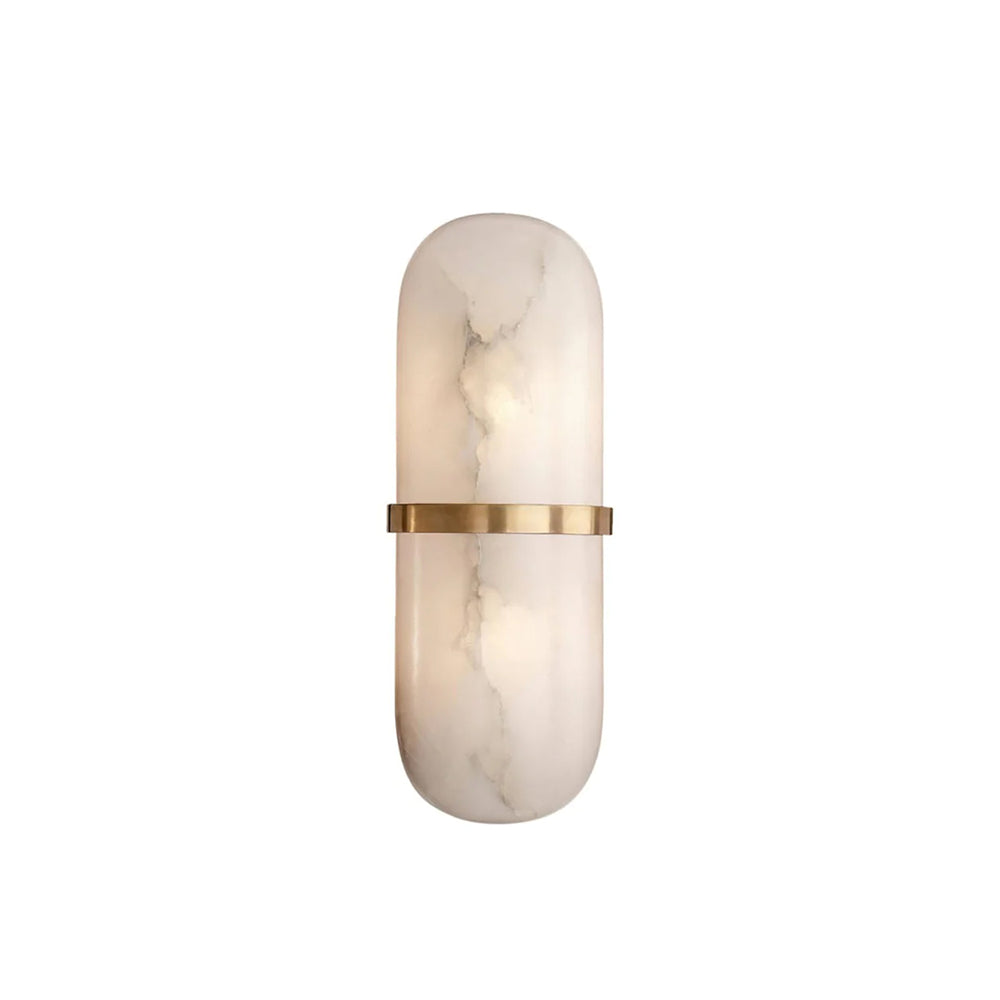 Modern Alabaster Pill Shape Wall Sconce LED Indoor Light Fixture with Natural Stone Shade
