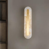 Modern Alabaster Rounded Wall Sconce Integrated LED Brass Light Fixture for Elegant Interiors