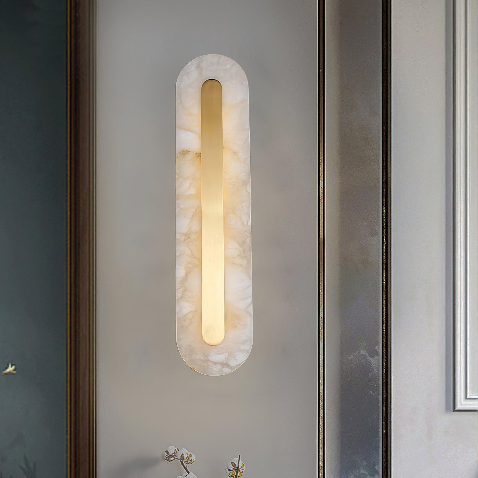 Modern Alabaster Rounded Wall Sconce Integrated LED Brass Light Fixture for Elegant Interiors