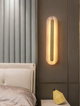 Modern Alabaster Rounded Wall Sconce Integrated LED Brass Light Fixture for Elegant Interiors