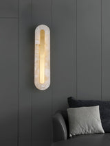 Modern Alabaster Rounded Wall Sconce Integrated LED Brass Light Fixture for Elegant Interiors