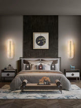 Modern Alabaster Rounded Wall Sconce Integrated LED Brass Light Fixture for Elegant Interiors