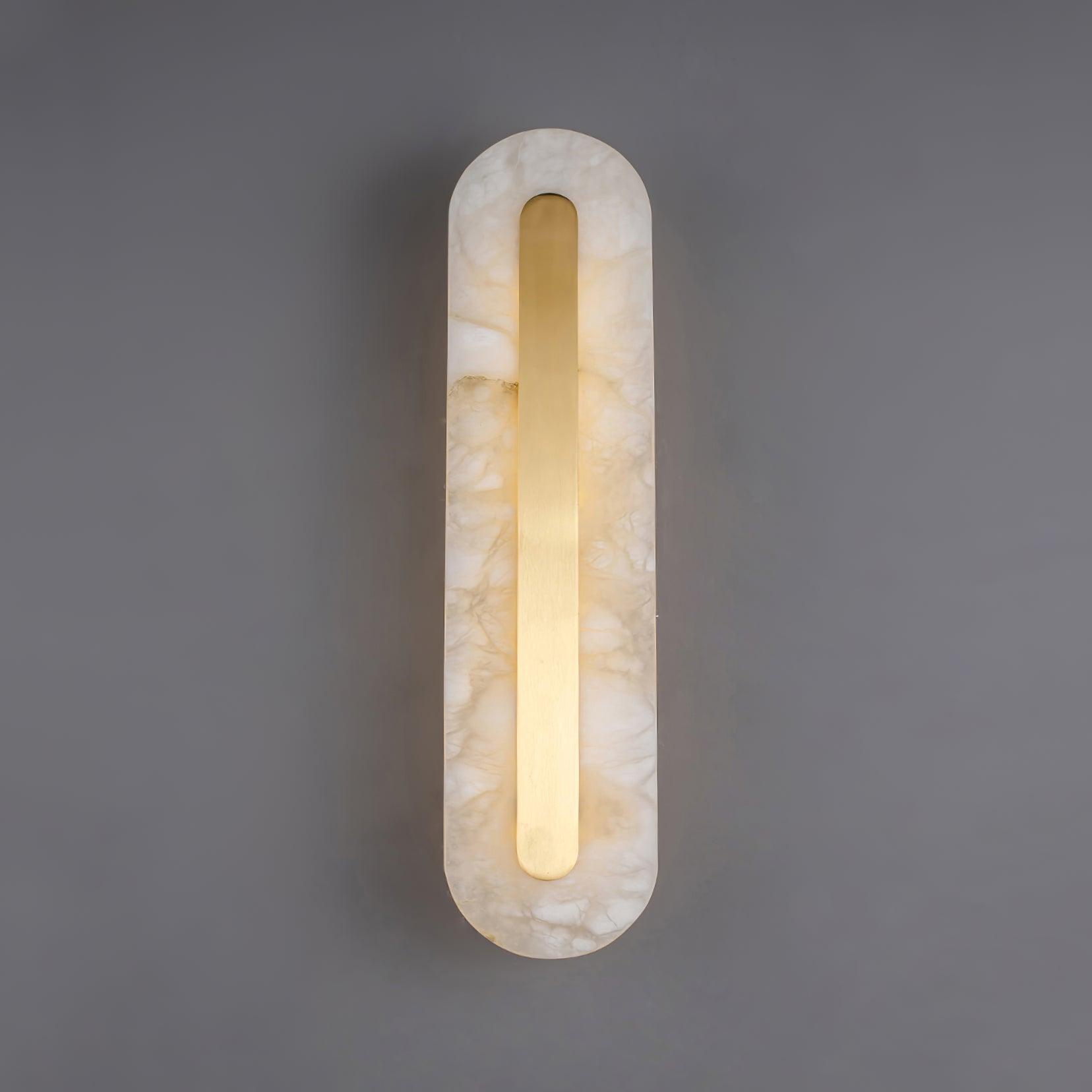 Modern Alabaster Rounded Wall Sconce Integrated LED Brass Light Fixture for Elegant Interiors