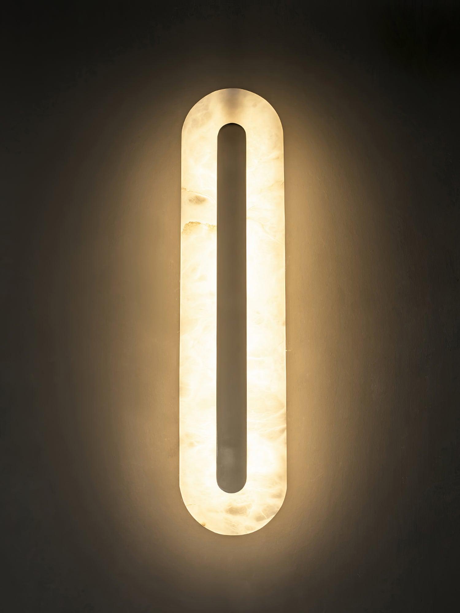 Modern Alabaster Rounded Wall Sconce Integrated LED Brass Light Fixture for Elegant Interiors