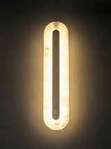 Modern Alabaster Rounded Wall Sconce Integrated LED Brass Light Fixture for Elegant Interiors