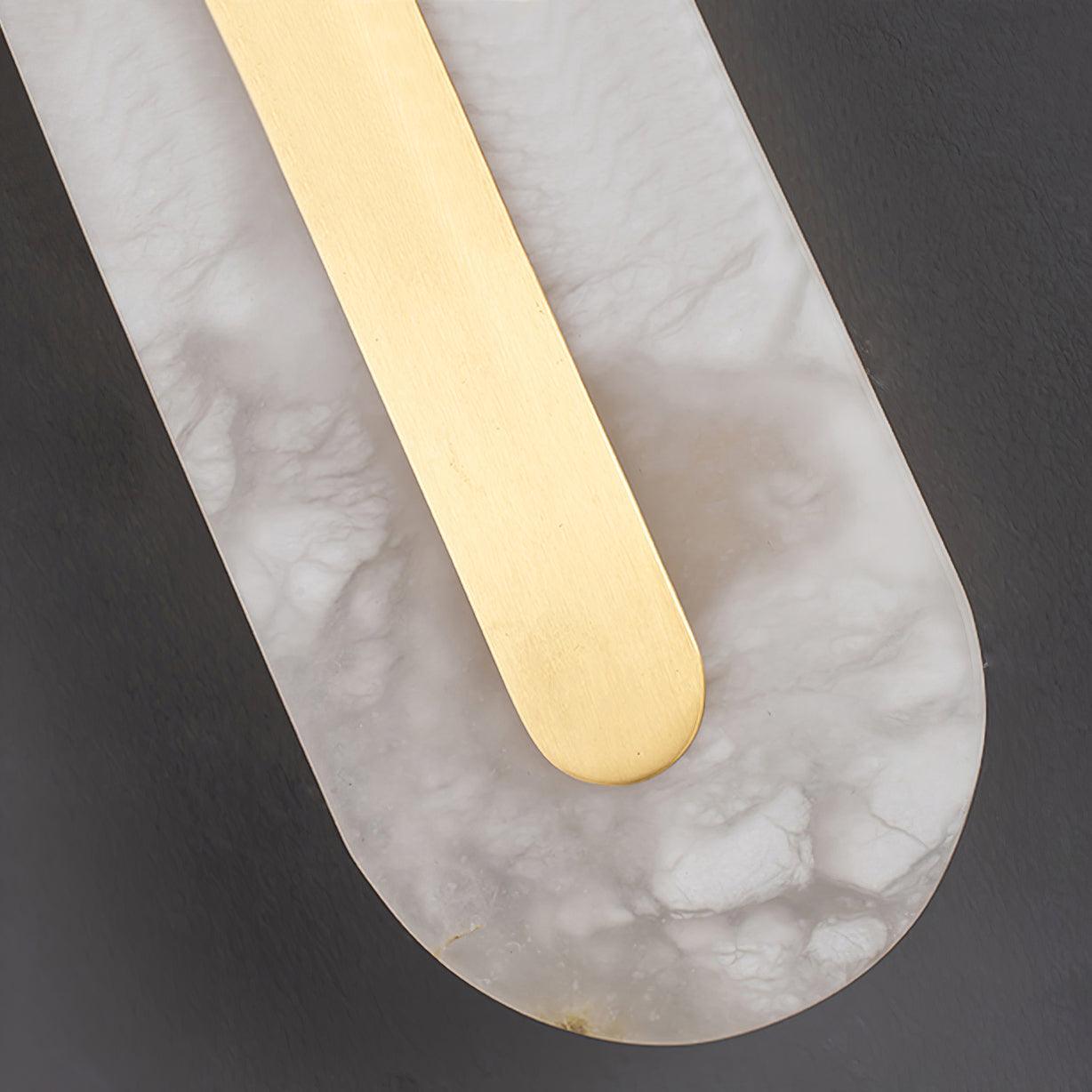 Modern Alabaster Rounded Wall Sconce Integrated LED Brass Light Fixture for Elegant Interiors