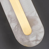 Modern Alabaster Rounded Wall Sconce Integrated LED Brass Light Fixture for Elegant Interiors