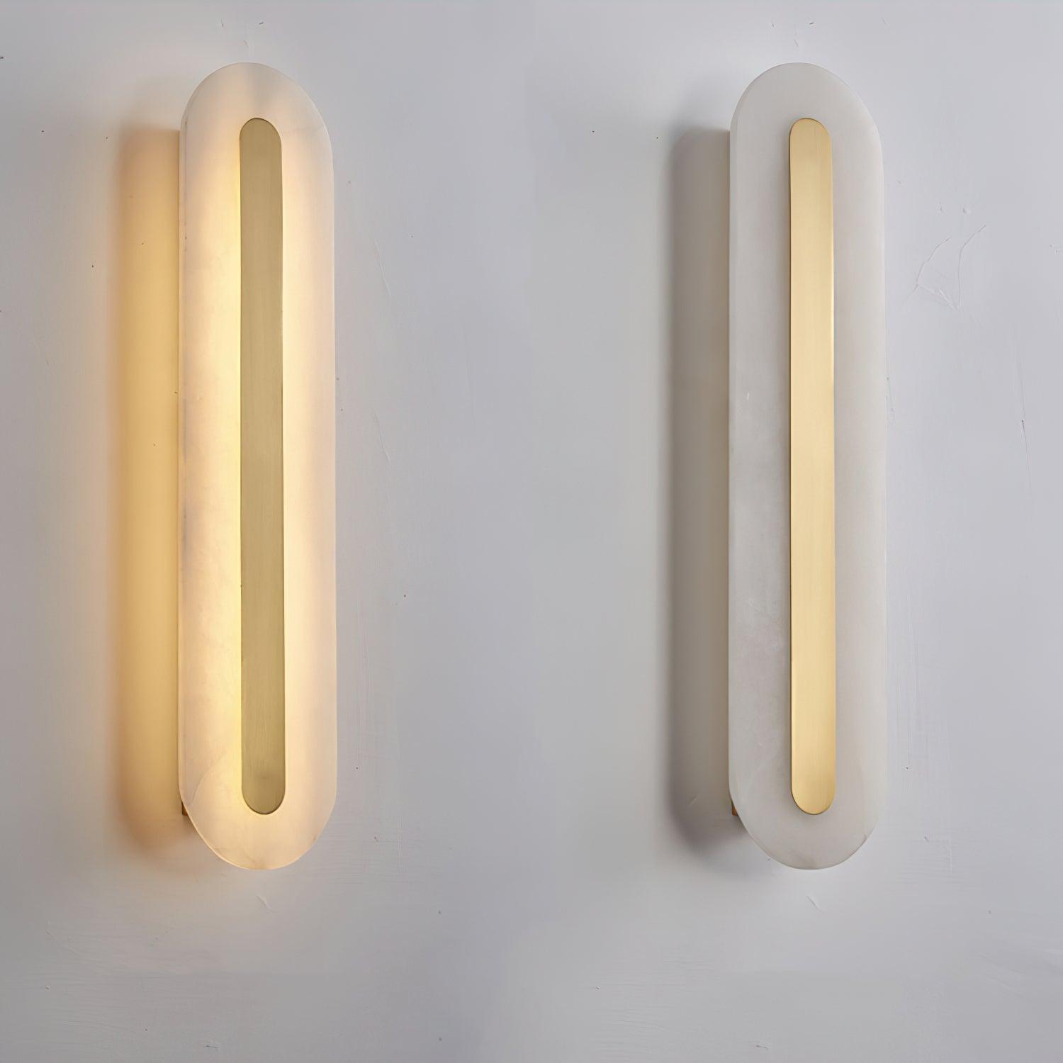 Modern Alabaster Rounded Wall Sconce Integrated LED Brass Light Fixture for Elegant Interiors