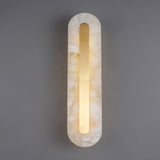 Modern Alabaster Rounded Wall Sconce Integrated LED Brass Light Fixture for Elegant Interiors
