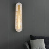 Modern Alabaster Rounded Wall Sconce Integrated LED Brass Light Fixture for Elegant Interiors