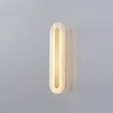 Modern Alabaster Rounded Wall Sconce Integrated LED Brass Light Fixture for Elegant Interiors