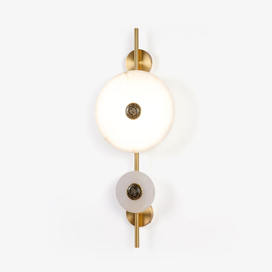Modern Alabaster Stone Eclipse Wall Sconce with Elegant Brass Accents and Integrated LED Lighting