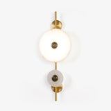 Modern Alabaster Stone Eclipse Wall Sconce with Elegant Brass Accents and Integrated LED Lighting