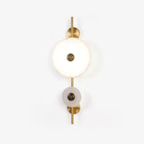 Modern Alabaster Stone Eclipse Wall Sconce with Elegant Brass Accents and Integrated LED Lighting