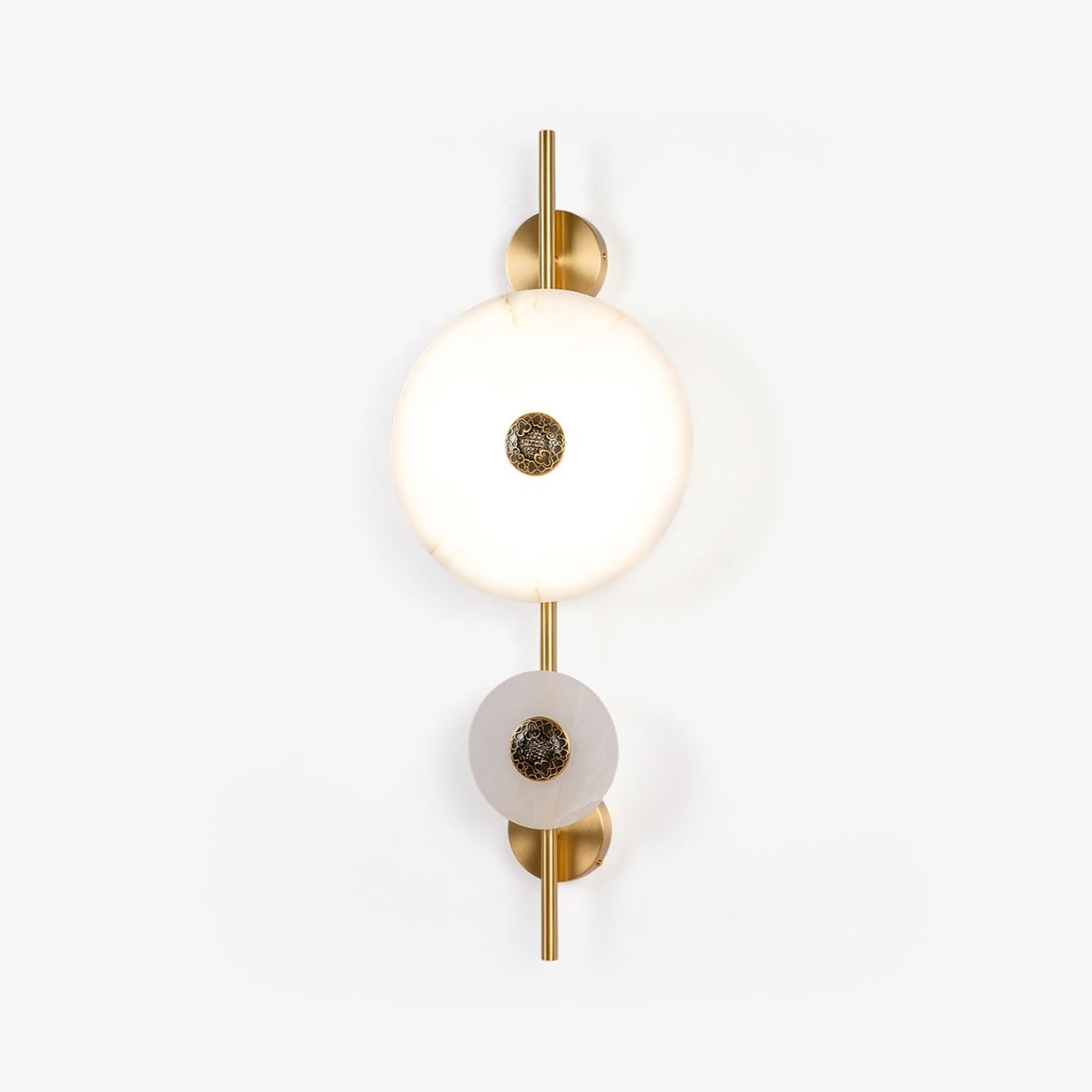 Modern Alabaster Stone Eclipse Wall Sconce with Elegant Brass Accents and Integrated LED Lighting