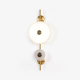 Modern Alabaster Stone Eclipse Wall Sconce with Elegant Brass Accents and Integrated LED Lighting