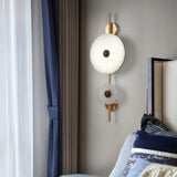 Modern Alabaster Stone Eclipse Wall Sconce with Elegant Brass Accents and Integrated LED Lighting