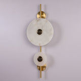 Modern Alabaster Stone Eclipse Wall Sconce with Elegant Brass Accents and Integrated LED Lighting