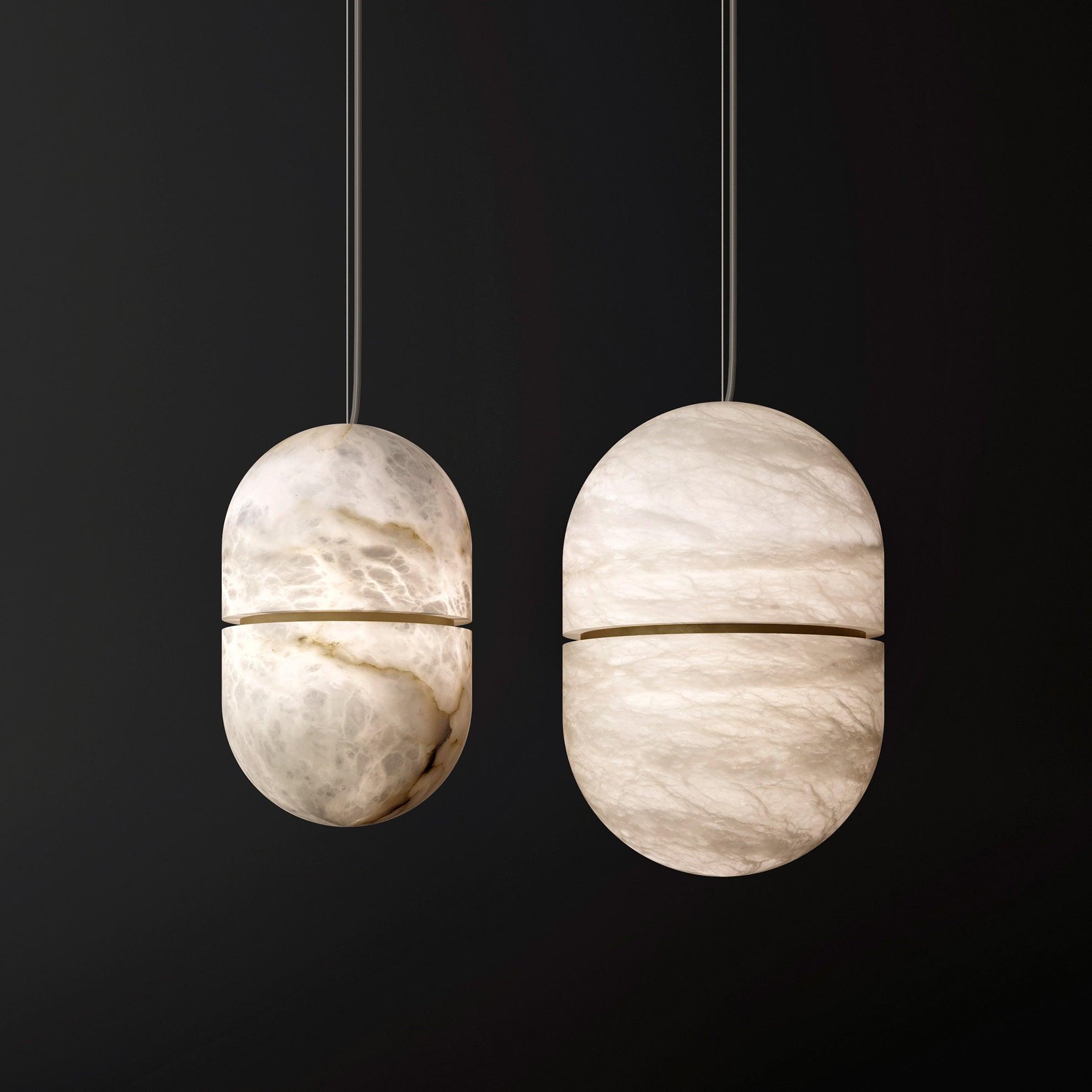 Modern Alabaster Stone LED Pendant Lamp Minimalist Art Hanging Light
