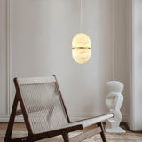 Modern Alabaster Stone LED Pendant Lamp Minimalist Art Hanging Light