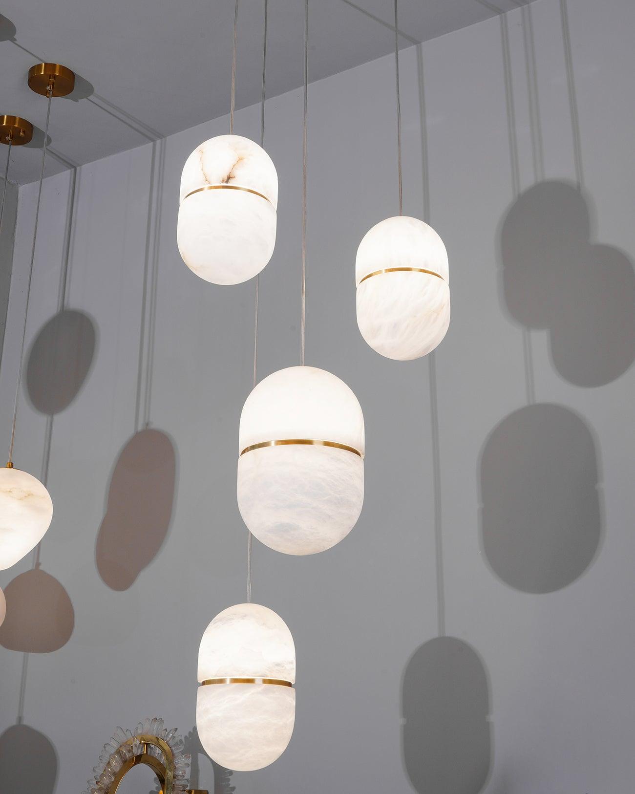 Modern Alabaster Stone LED Pendant Lamp Minimalist Art Hanging Light