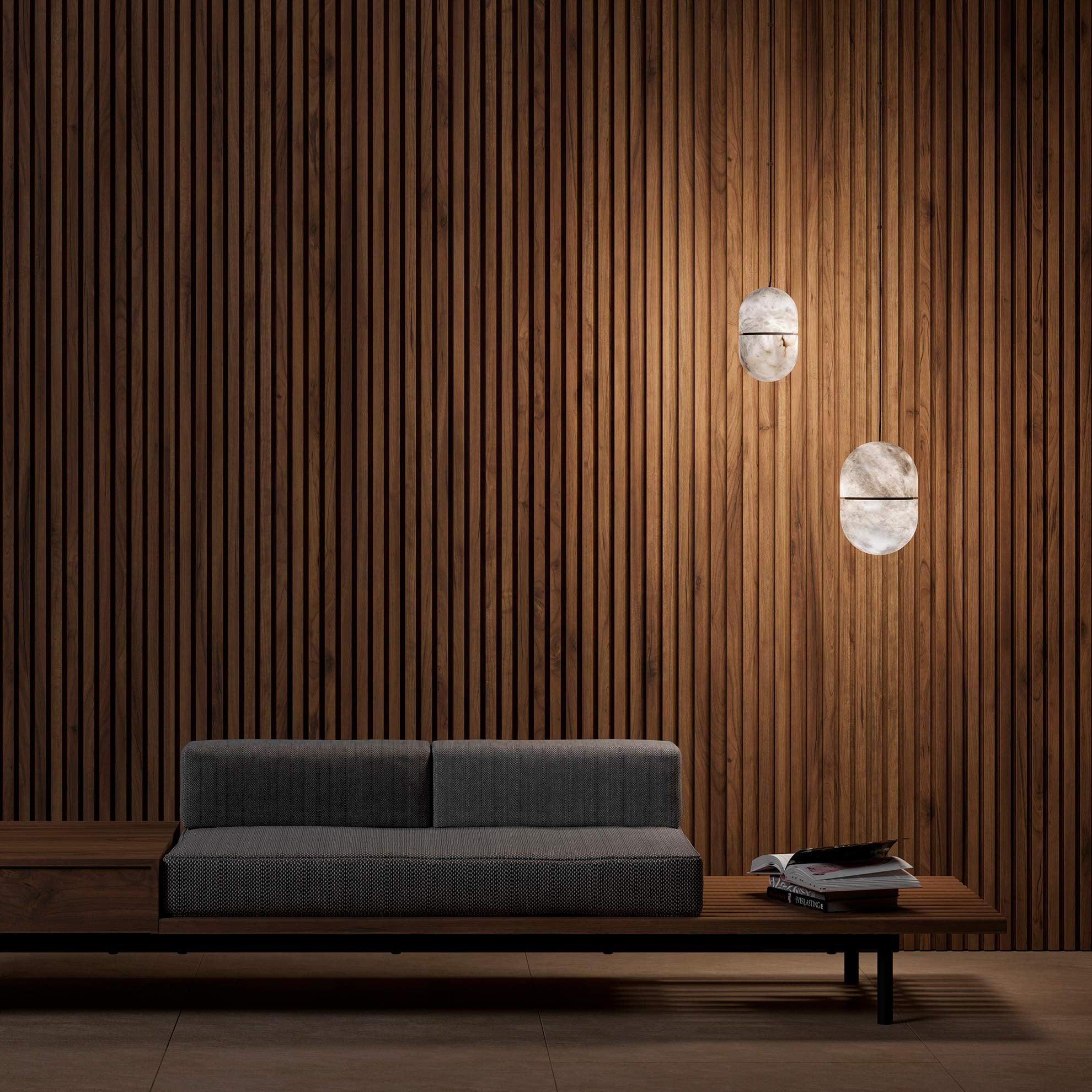 Modern Alabaster Stone LED Pendant Lamp Minimalist Art Hanging Light
