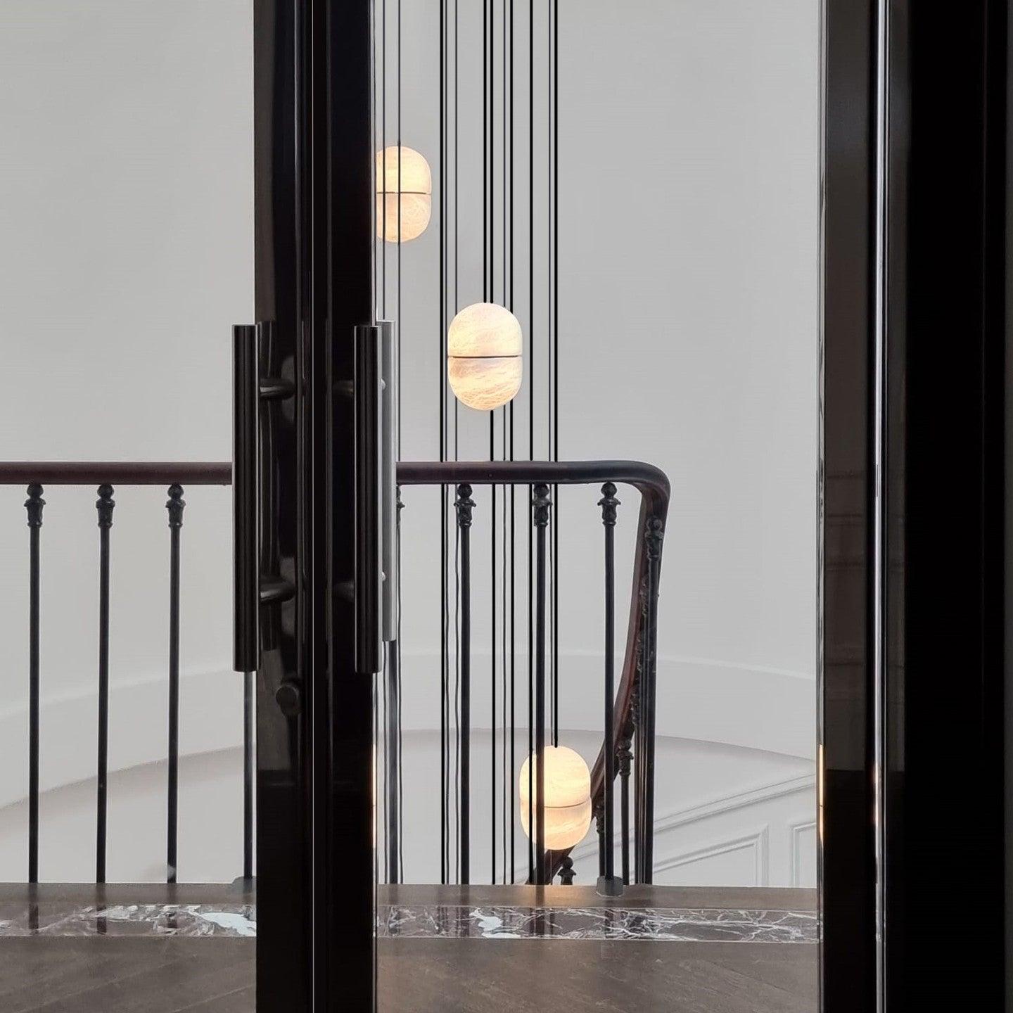 Modern Alabaster Stone LED Pendant Lamp Minimalist Art Hanging Light