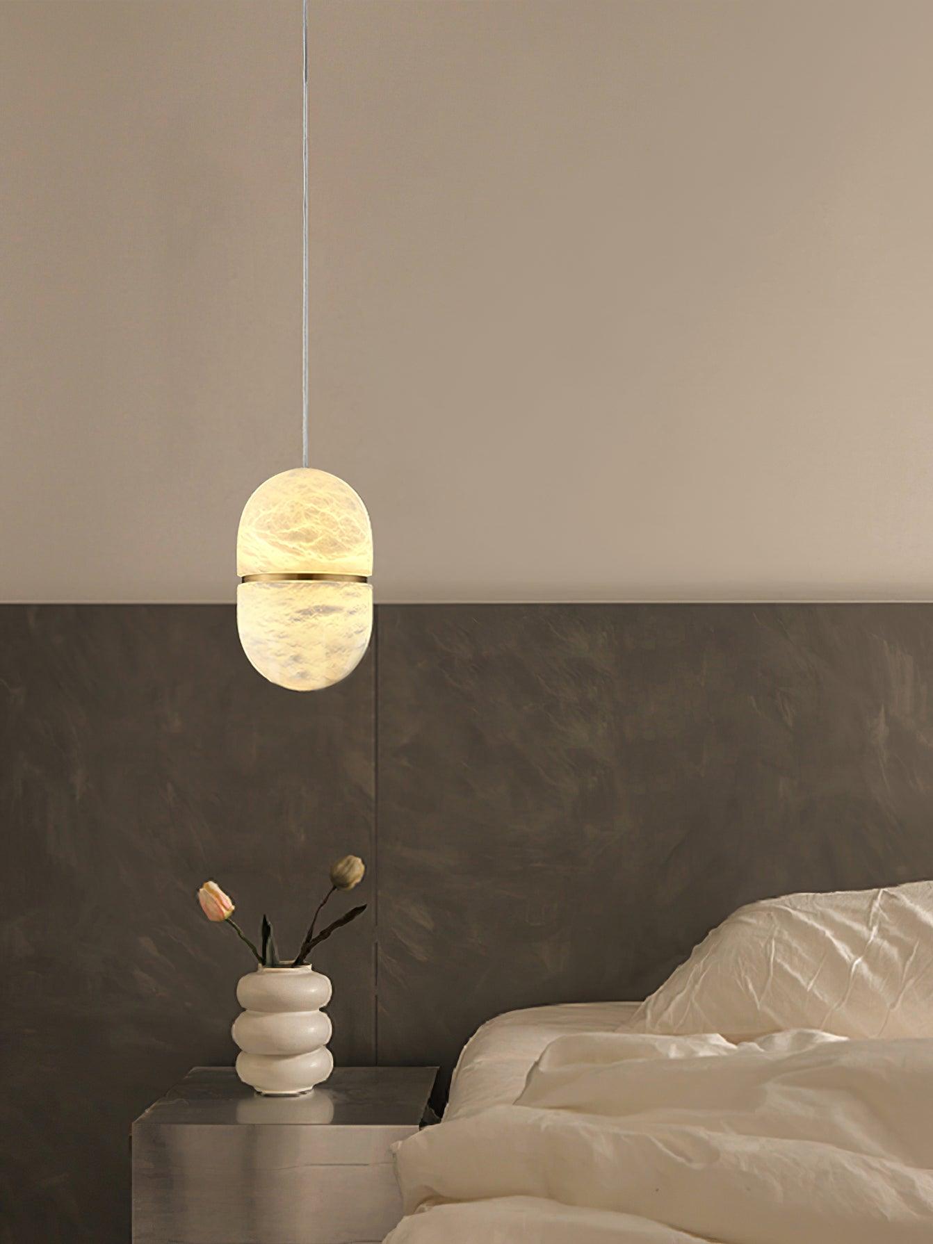 Modern Alabaster Stone LED Pendant Lamp Minimalist Art Hanging Light