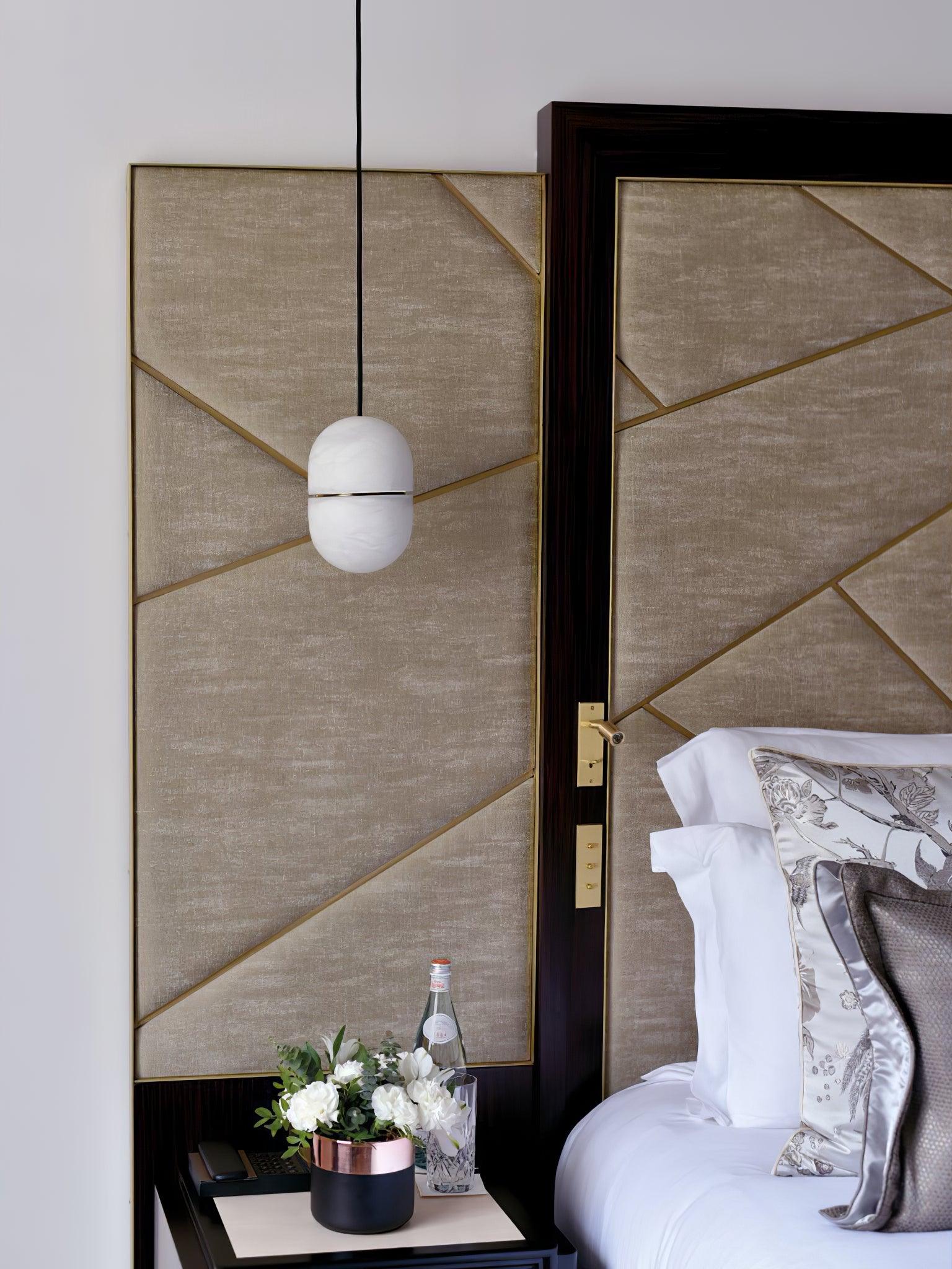 Modern Alabaster Stone LED Pendant Lamp Minimalist Art Hanging Light