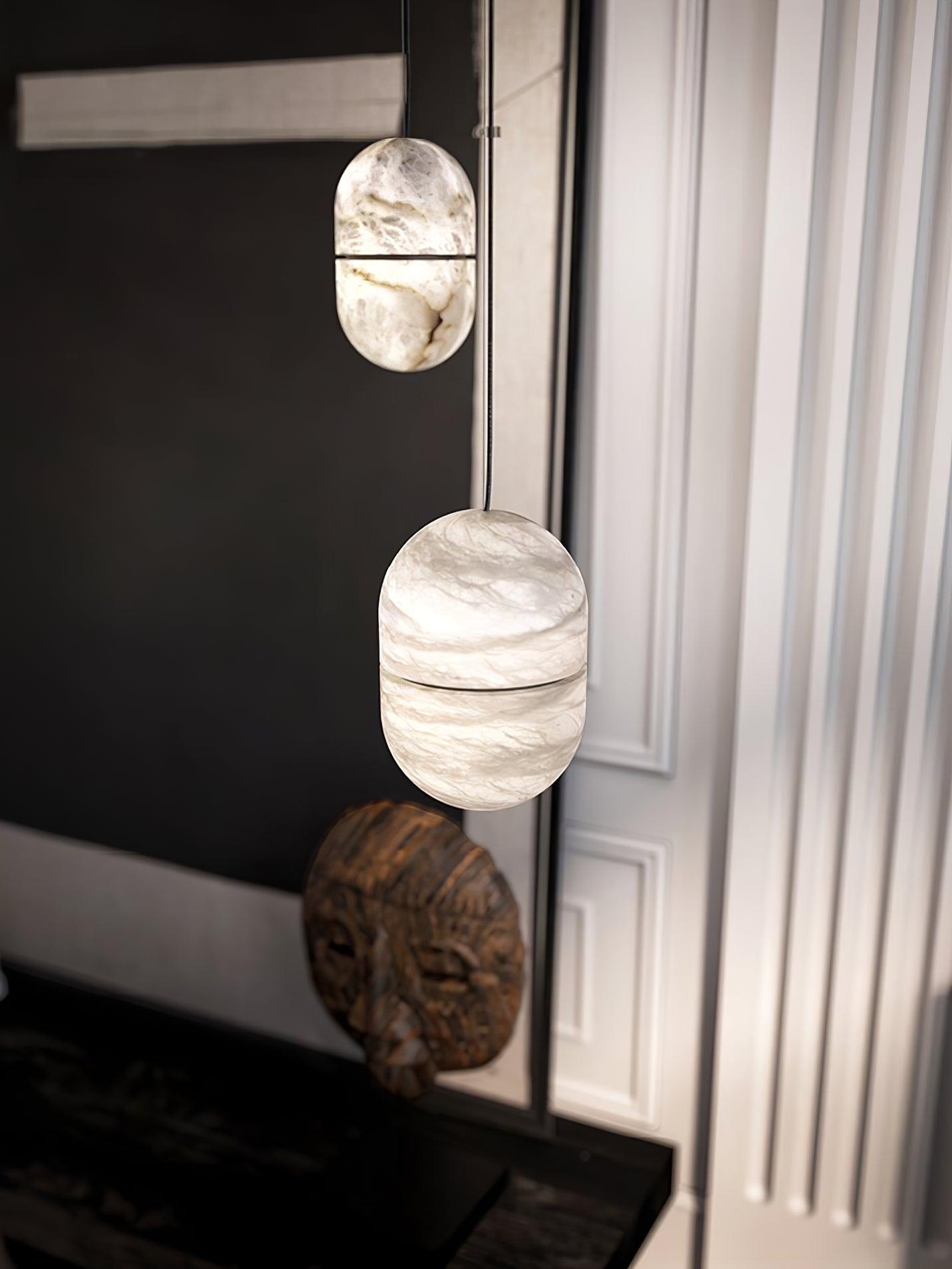 Modern Alabaster Stone LED Pendant Lamp Minimalist Art Hanging Light