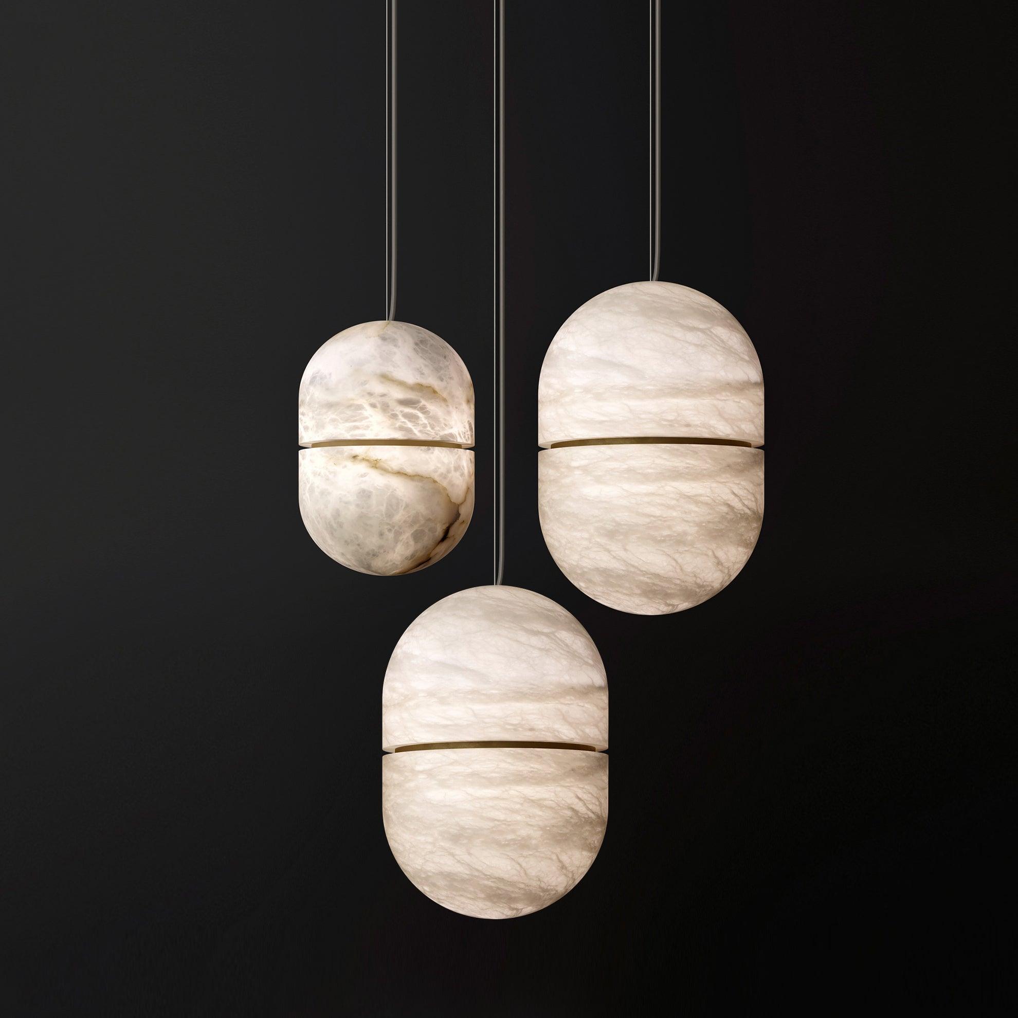 Modern Alabaster Stone LED Pendant Lamp Minimalist Art Hanging Light