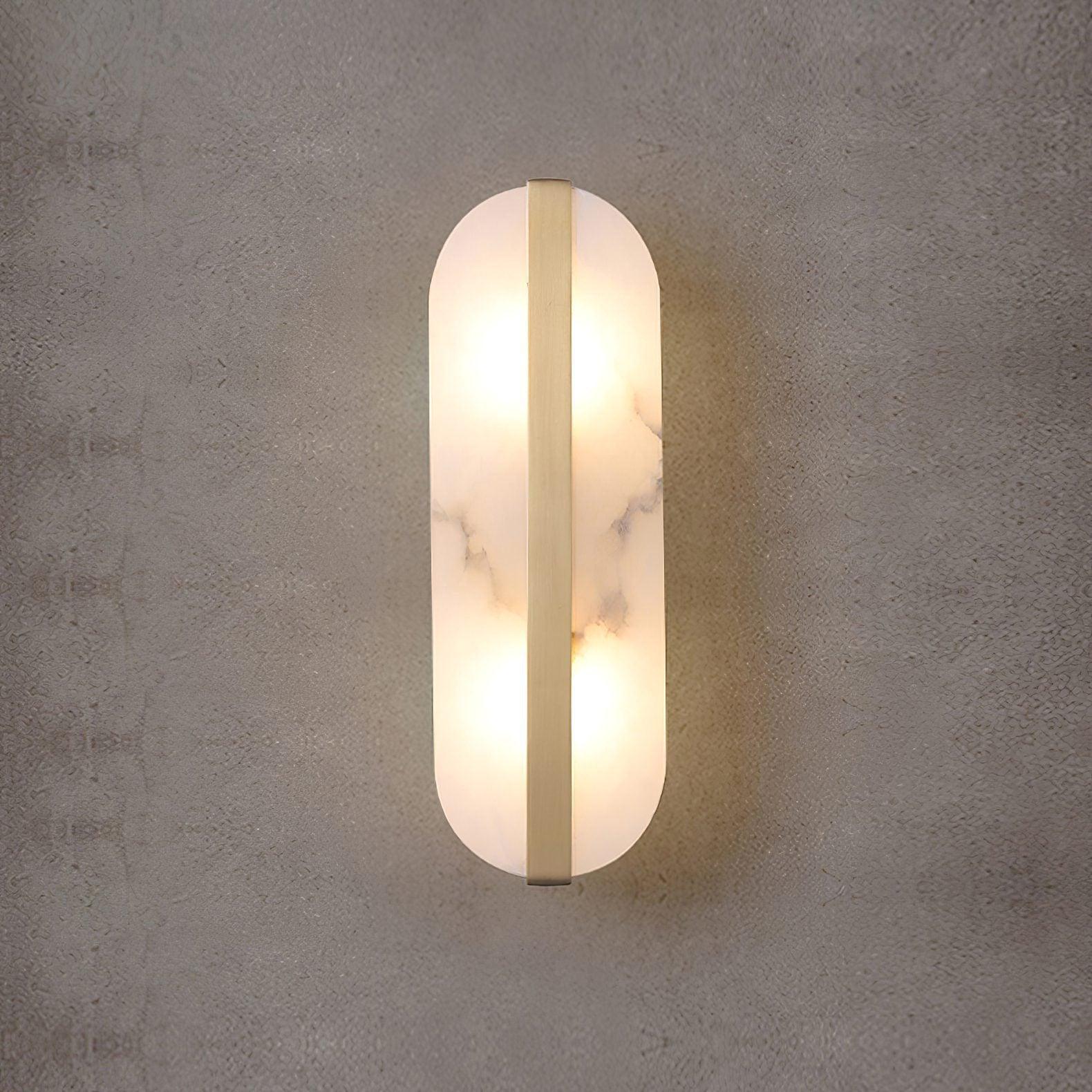 Modern Alabaster Stone LED Wall Sconce with Elegant Brass Finish Light Fixture