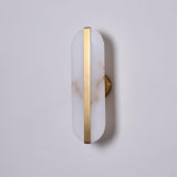 Modern Alabaster Stone LED Wall Sconce with Elegant Brass Finish Light Fixture
