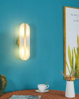 Modern Alabaster Stone LED Wall Sconce with Elegant Brass Finish Light Fixture