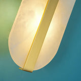 Modern Alabaster Stone LED Wall Sconce with Elegant Brass Finish Light Fixture
