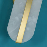Modern Alabaster Stone LED Wall Sconce with Elegant Brass Finish Light Fixture