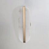 Modern Alabaster Stone LED Wall Sconce with Elegant Brass Finish Light Fixture