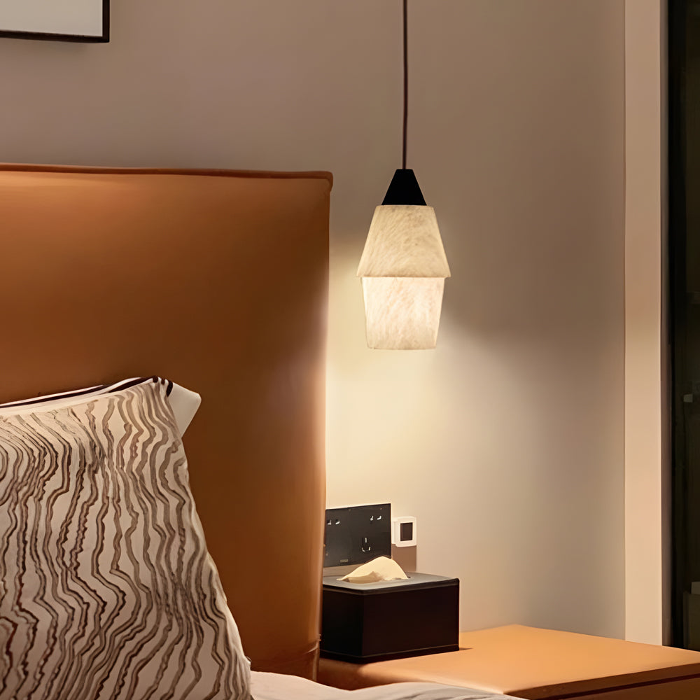 Modern Alabaster Stone Pendant Light with Spanish Marble Shade for Kitchen Island