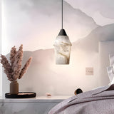 Modern Alabaster Stone Pendant Light with Spanish Marble Shade for Kitchen Island