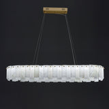 Modern Alabaster Stone Round Chandelier with Brass Accents for Luxury Interiors