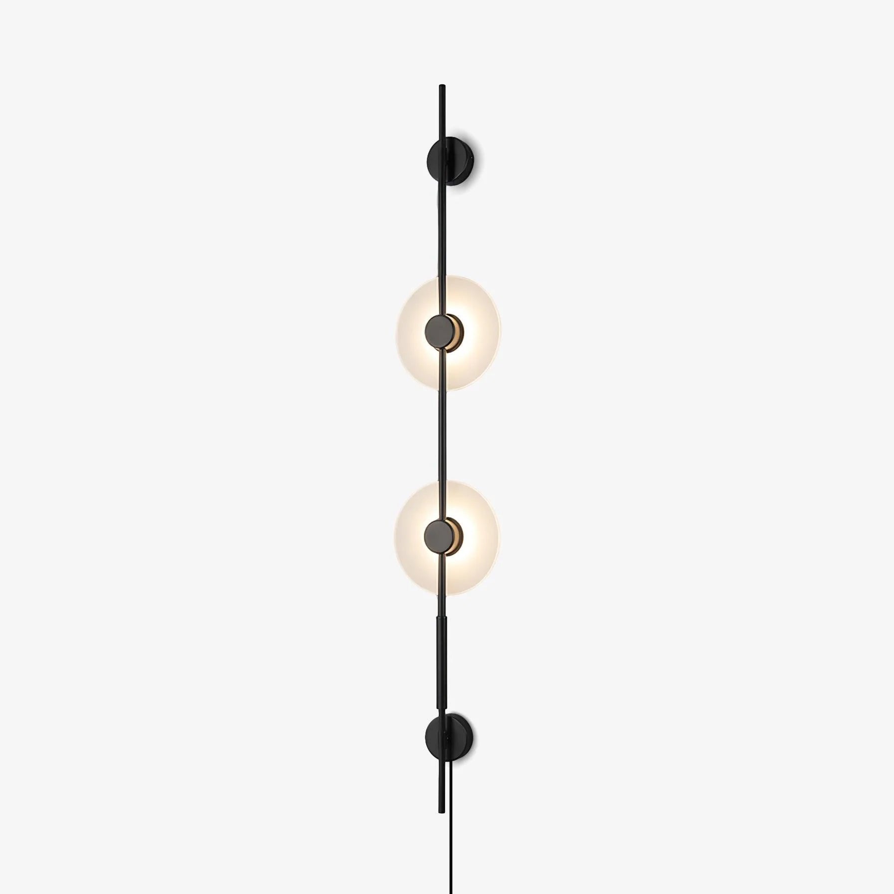 Modern Alabaster Stone Vertical Plug In LED Wall Sconce Accent Light in Gold and Black
