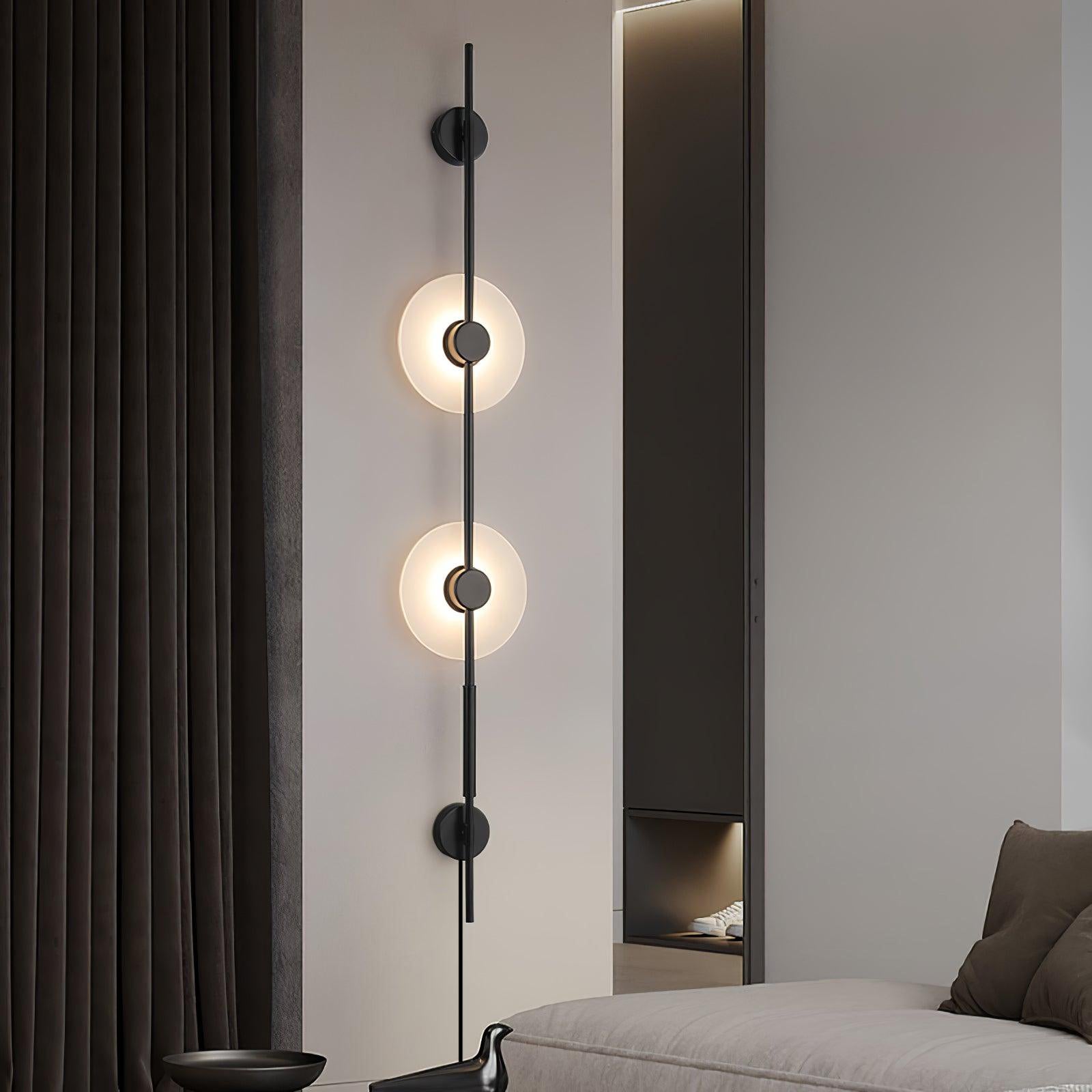 Modern Alabaster Stone Vertical Plug In LED Wall Sconce Accent Light in Gold and Black