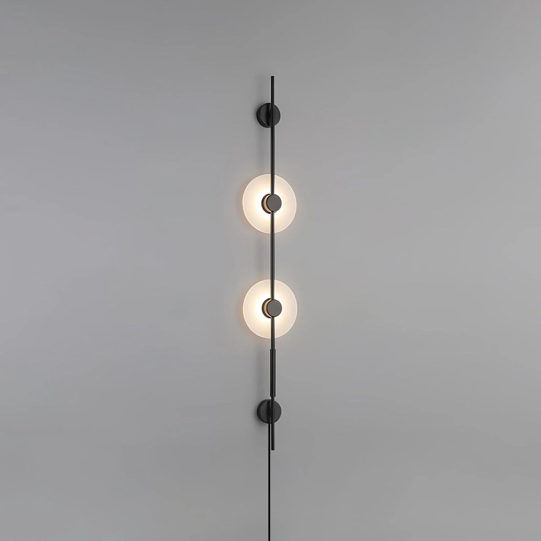 Modern Alabaster Stone Vertical Plug In LED Wall Sconce Accent Light in Gold and Black