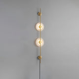 Modern Alabaster Stone Vertical Plug In LED Wall Sconce Accent Light in Gold and Black