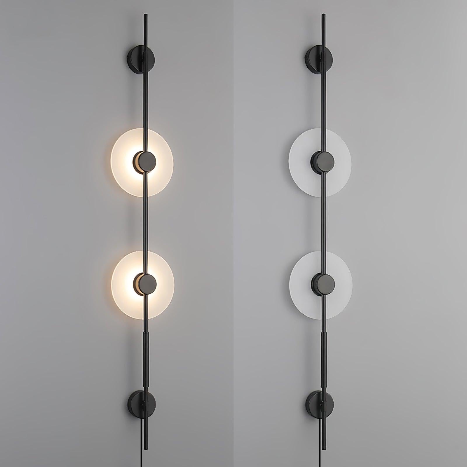 Modern Alabaster Stone Vertical Plug In LED Wall Sconce Accent Light in Gold and Black